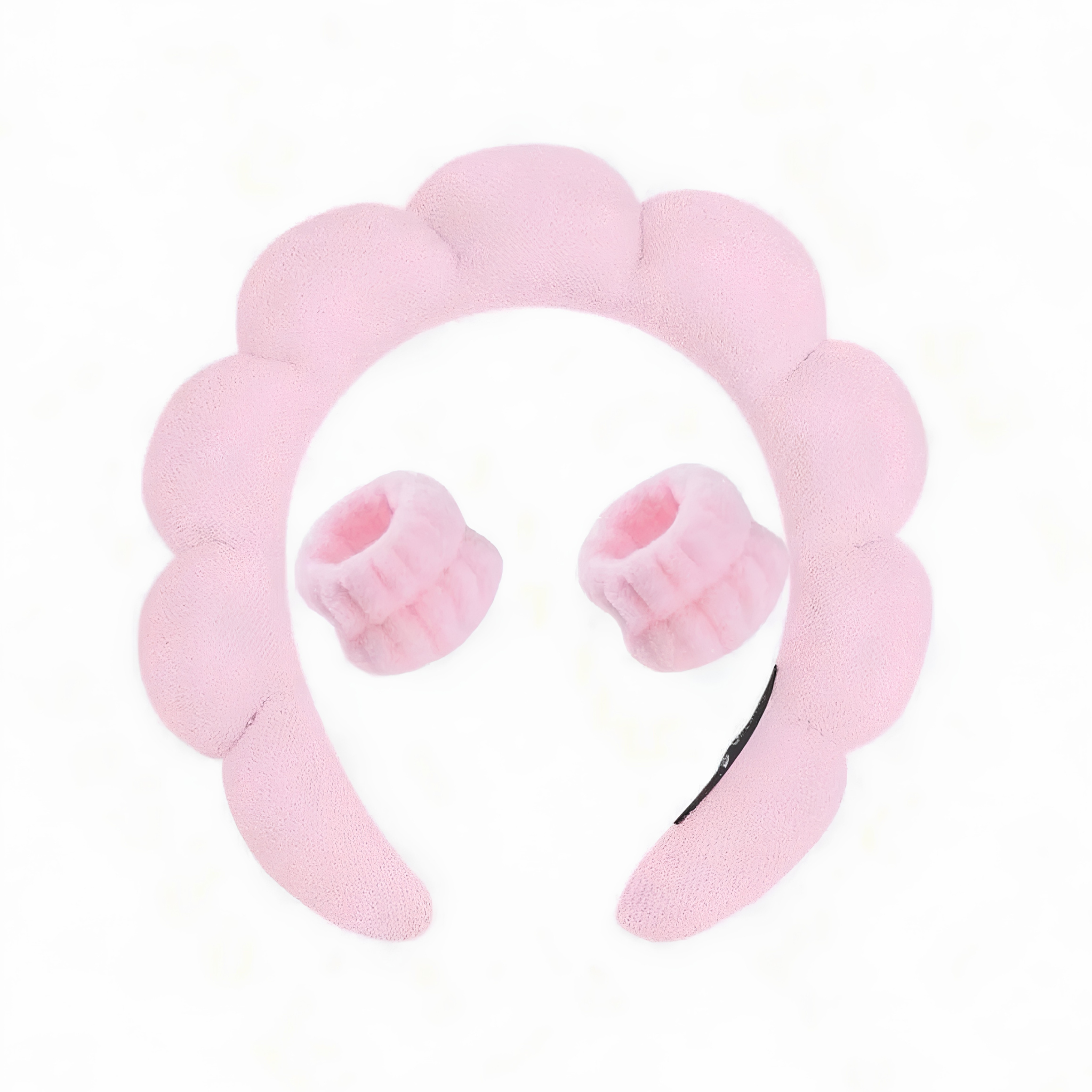 Bubble Spa Headband with Matching Wristbands – Soft Skincare & Makeup Wash Set