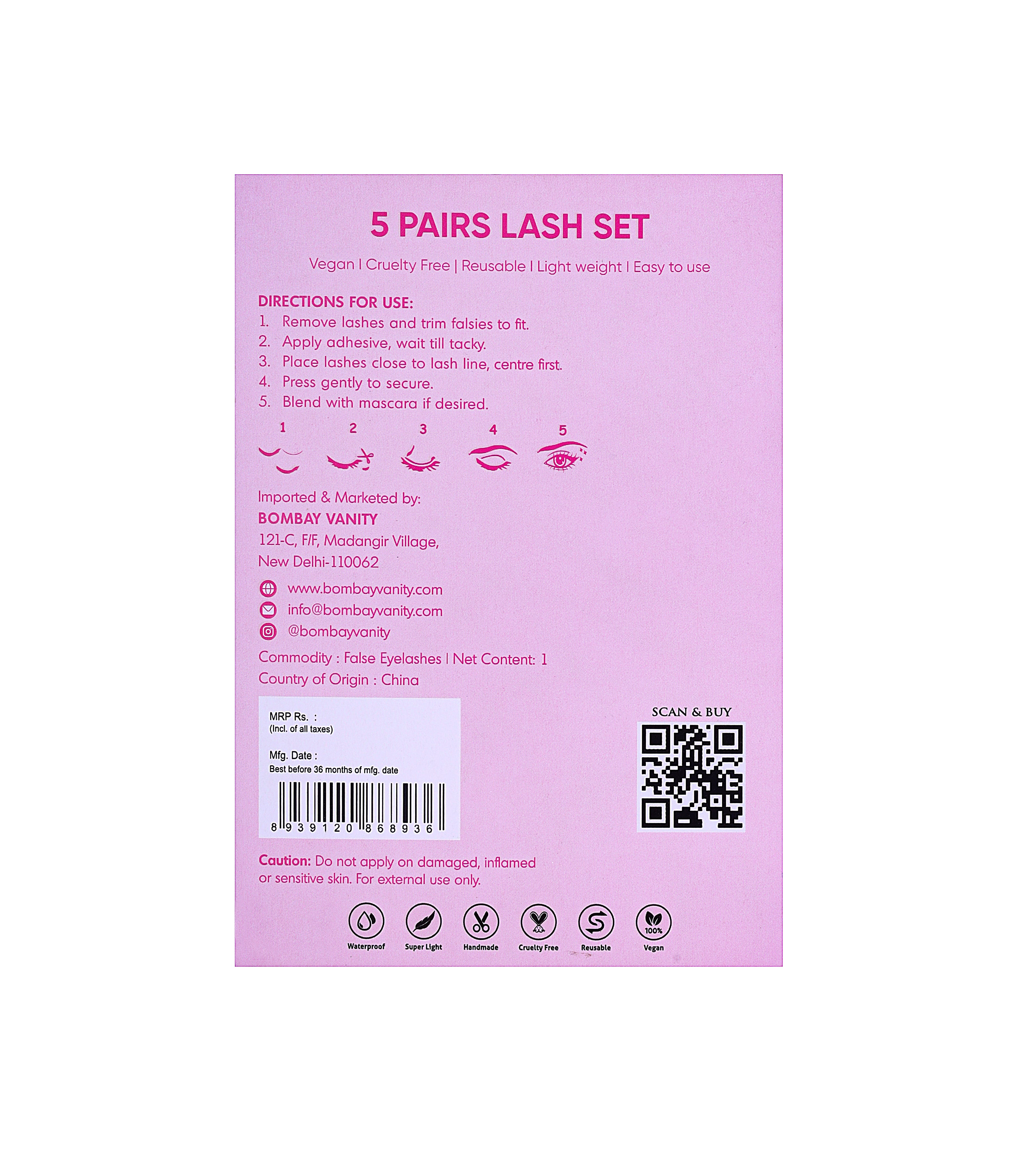 PERFECT - 5 Pairs False Eyelashes Set
