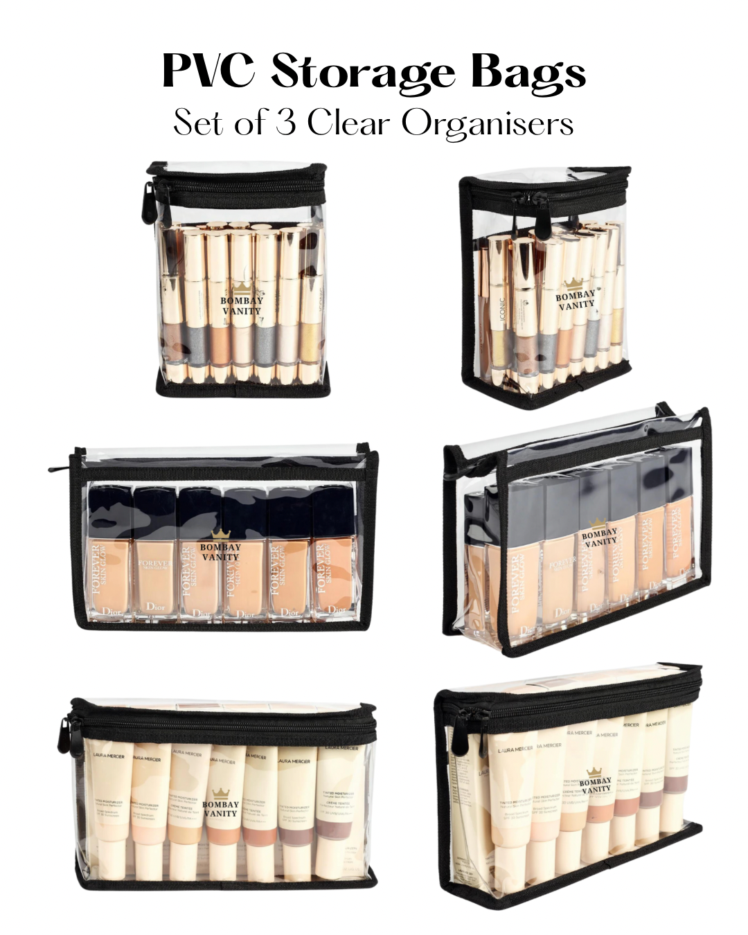 PVC Storage Bags - Set of 3 organisers