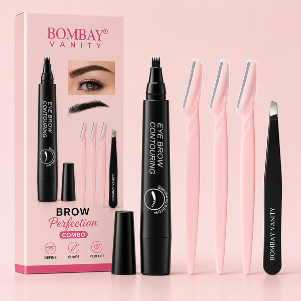 Brow Perfection Combo – Brow Tint Pen + 3 Eyebrow Razors + Precision Tweezers
