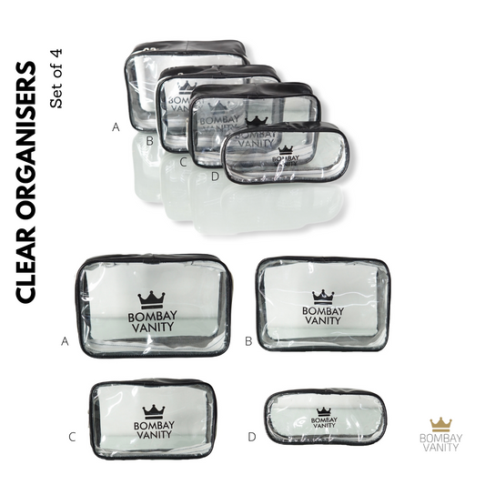 Clear Organisers - Set of 4 pouches - BOMBAYVANITY